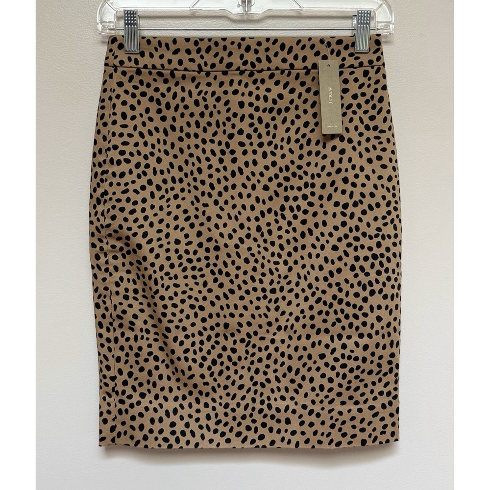 NWT J CREW Womens Animal Print Pencil Skirt 00P Professional Office